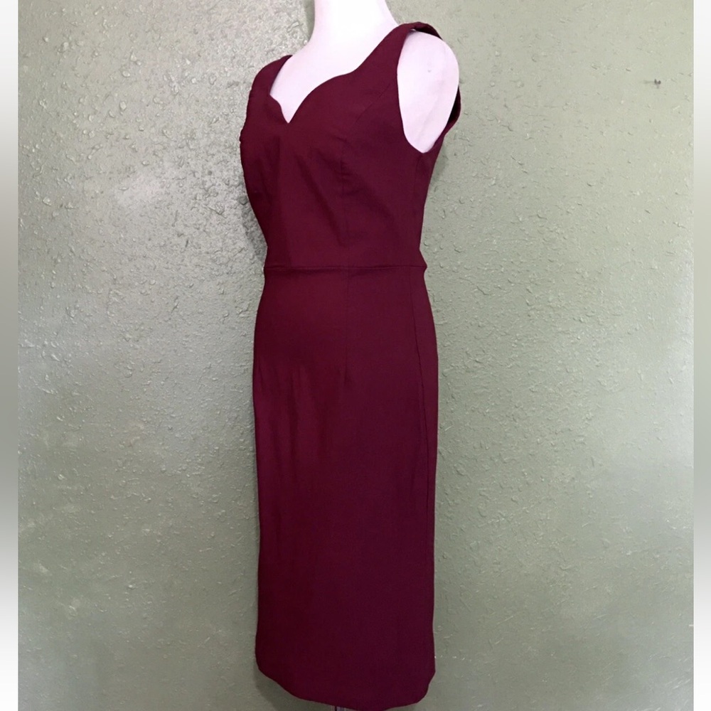 NWT-Grace Karin Deep Red Wine Deep V Pencil Dress - Picture 5 of 9